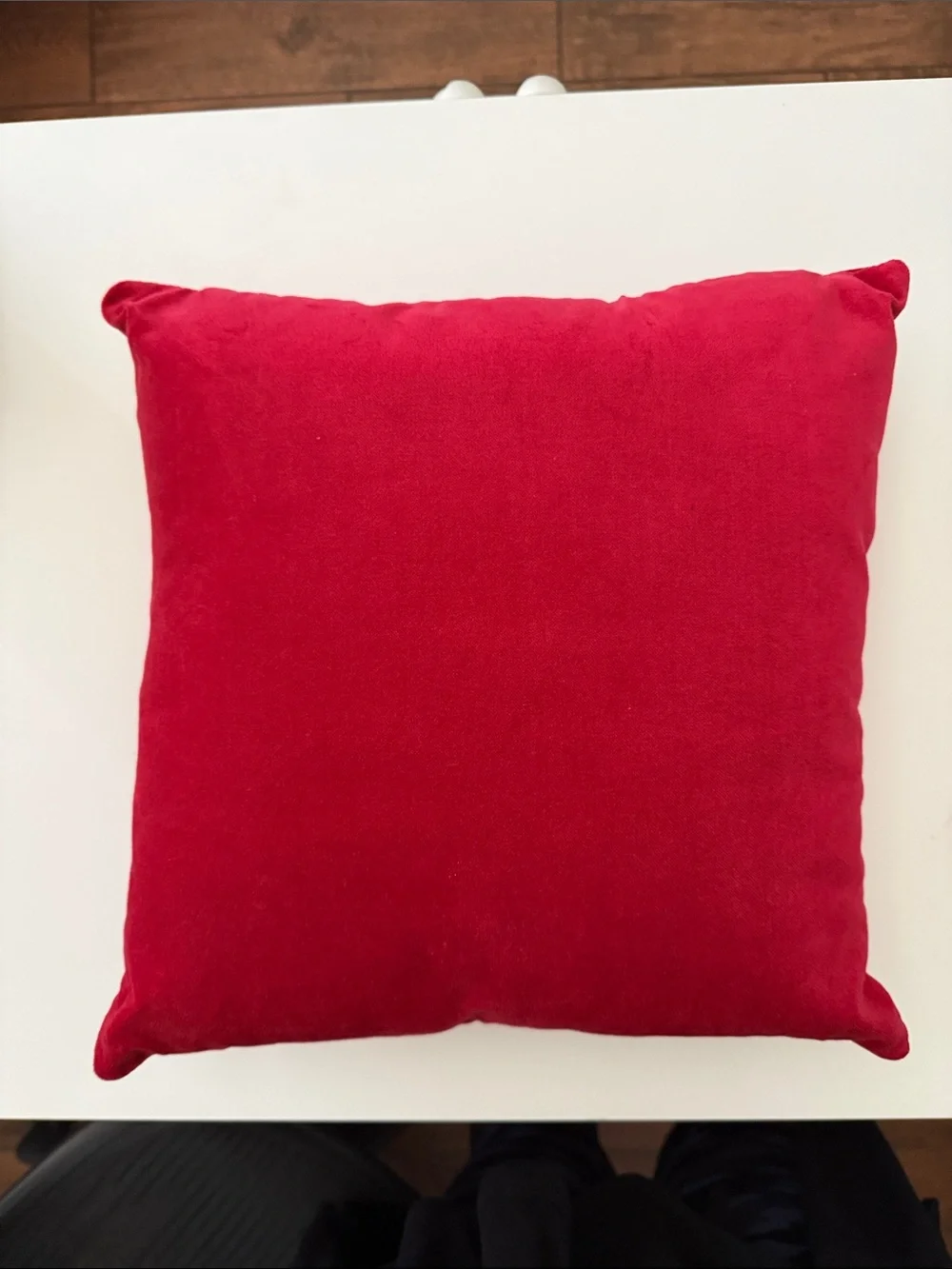 14x14 Red Bling Cursive Embroidered Joy Throw Decor Pillow